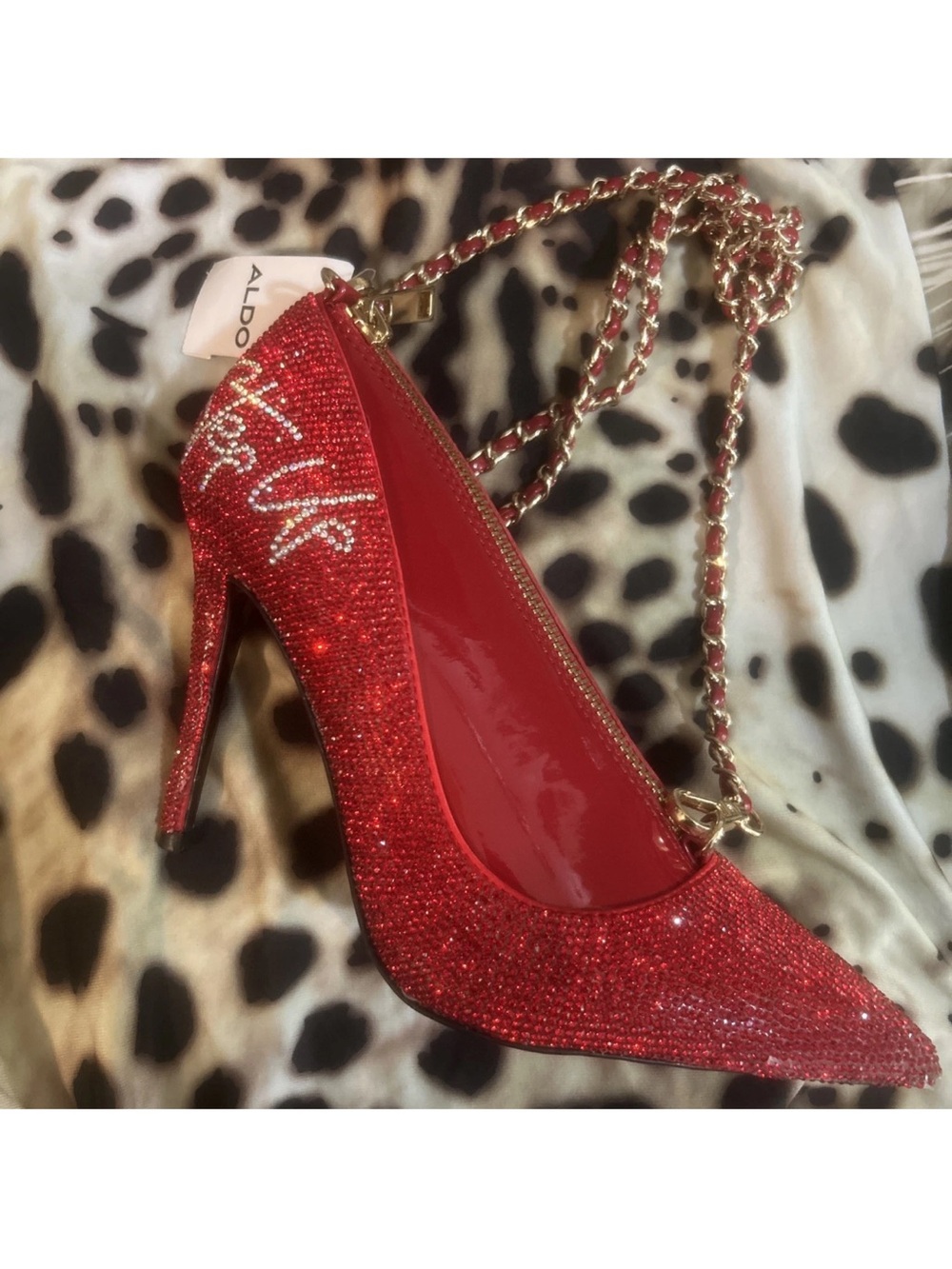Aldo Red Crystal-Studded Pointed Toe Stiletto